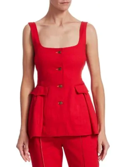 Shop Rosie Assoulin Junk In The Trunk Bustle Top In Red