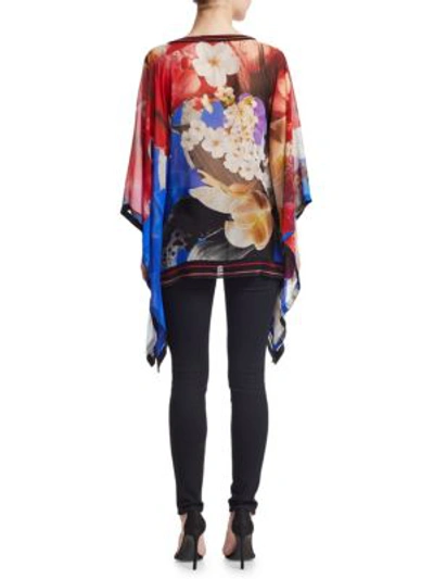 Shop Roberto Cavalli Araki Tunic Blouse In Blue Floral