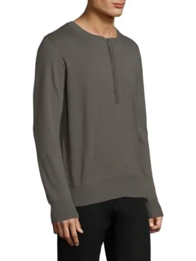 Shop Tomas Maier Baby Cashmere Henley In Dusty Army