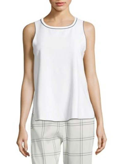 Shop Piazza Sempione Trimmed Sleeveless Top In White
