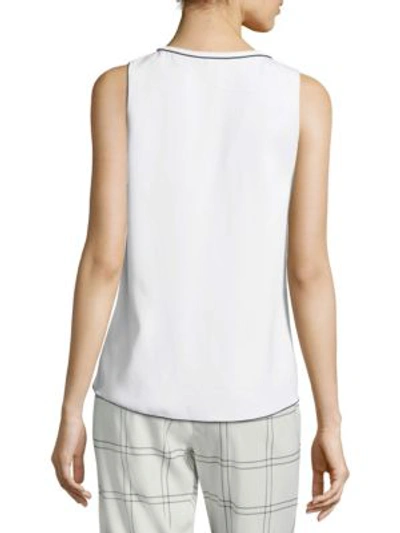 Shop Piazza Sempione Trimmed Sleeveless Top In White