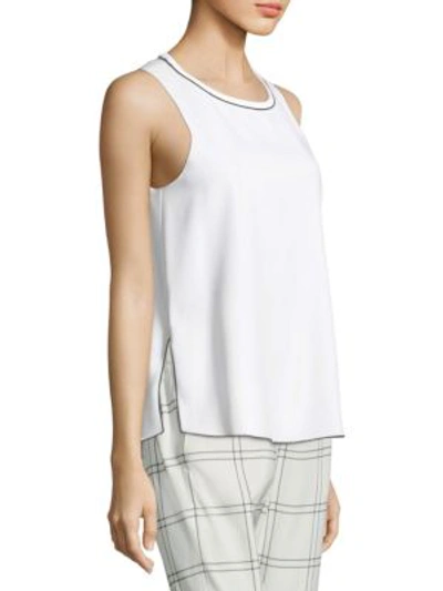 Shop Piazza Sempione Trimmed Sleeveless Top In White