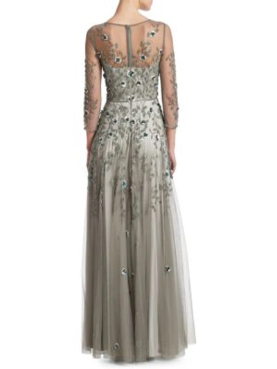 Shop Theia Tulle Embellished Gown In Sea Glass