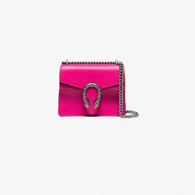 Shop Gucci Pink Dionysus Small Leather Shoulder Bag In Pink/purple