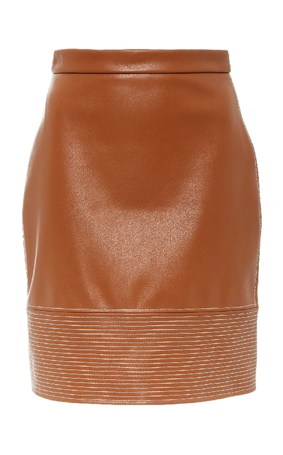 Shop Christian Siriano Faux Leather Mini Skirt In Brown