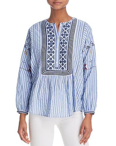Shop Joie Archana Striped Embroidered Tunic In French Blue