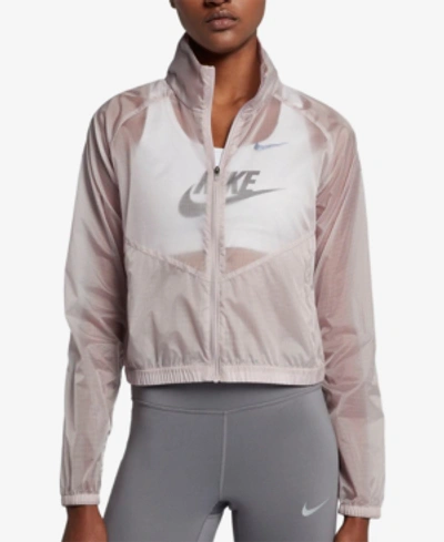 Shop Nike Transparent Running Jacket In Particle Rose