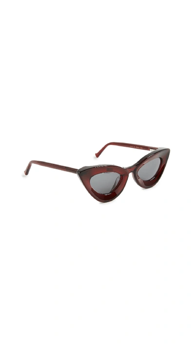 Shop Grey Ant Iemall Cat Eye Sunglasses In Red/grey