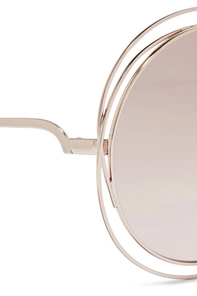 Shop Chloé Carlina Oversized Round-frame Gold-tone Sunglasses