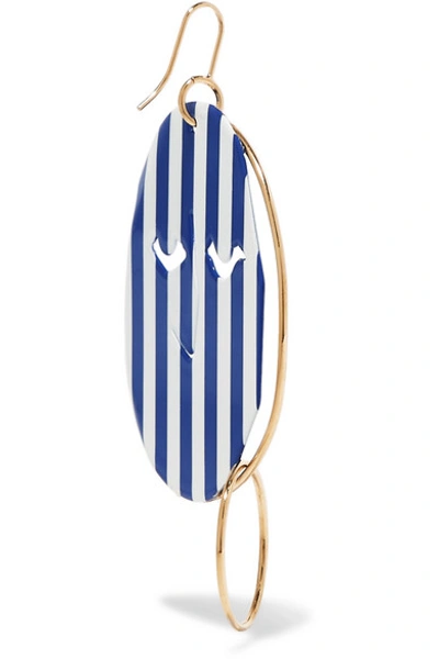 Shop Jw Anderson Moon Face Gold-tone And Varnish Earrings In Blue
