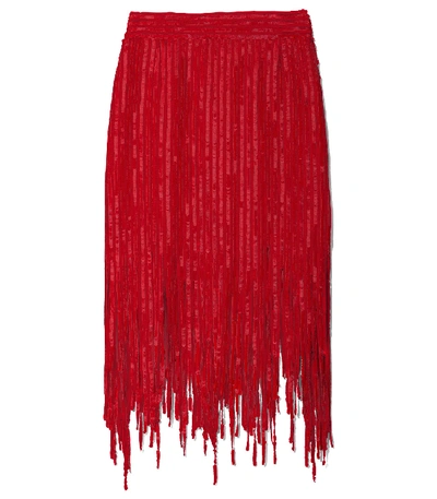 Shop Monse Red Fringe Skirt
