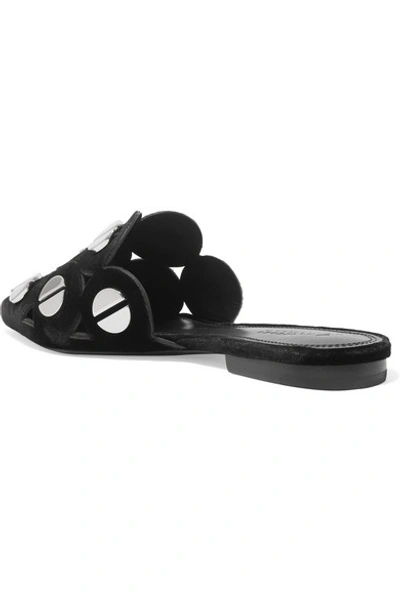 Shop Mercedes Castillo Kris Studded Velvet Slippers In Black