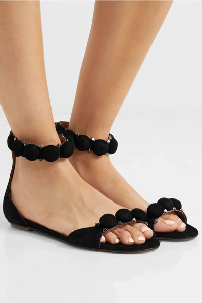 Shop Alaïa Bombe Studded Suede Sandals