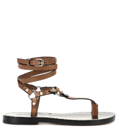 Shop Isabel Marant Joxxy Embellished Leather Sandals In Brown