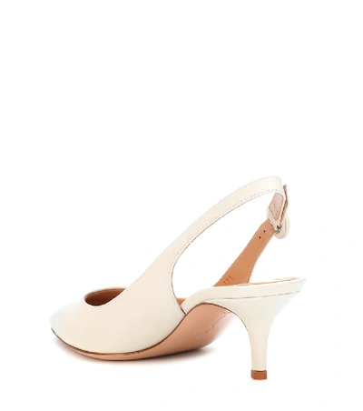 Shop Gianvito Rossi Anna Leather Slingback Pumps In White