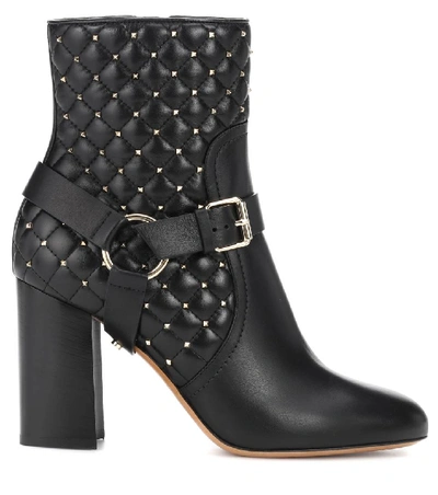 Shop Valentino Rockstud Spike Leather Ankle Boots In Black