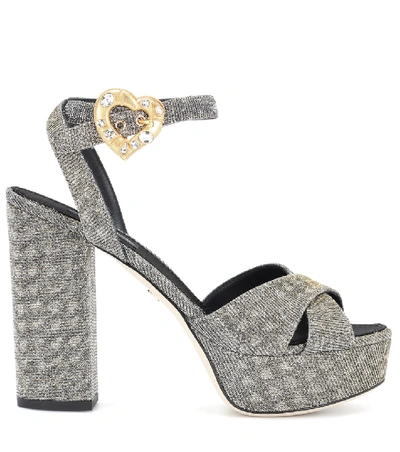 Shop Dolce & Gabbana Crystal-embellished Plateau Sandals In Metallic