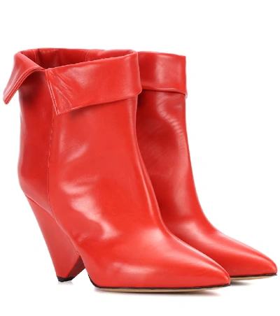 Shop Isabel Marant Luliana Leather Ankle Boots In Red