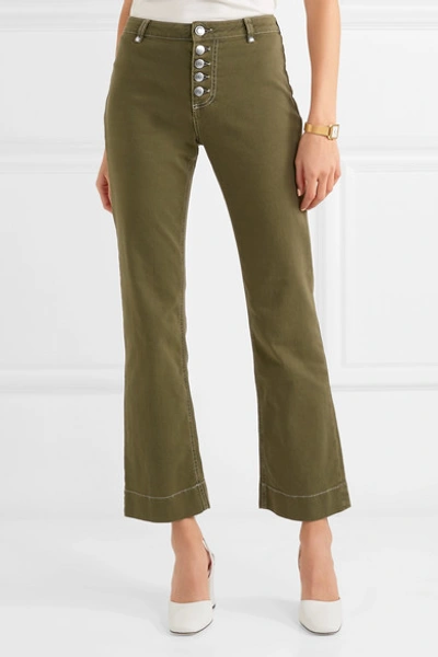 Shop Alexa Chung Mid-rise Flared Jeans In Army Green