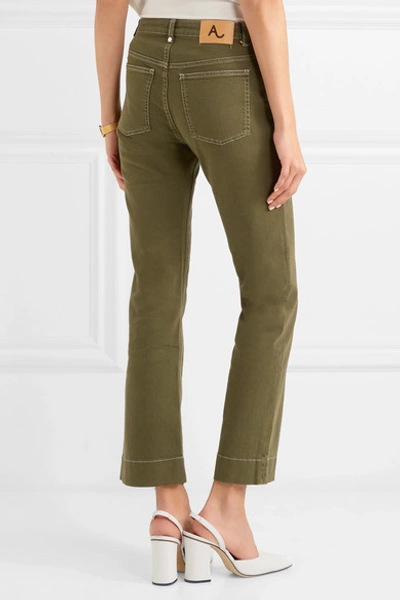 Shop Alexa Chung Mid-rise Flared Jeans In Army Green