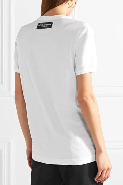 Shop Dolce & Gabbana Printed Cotton-jersey T-shirt In White