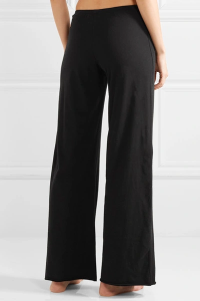 Shop Skin Essentials Pima Cotton-jersey Pajama Pants In Black