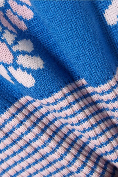 Shop Miu Miu Cropped Intarsia Wool Sweater In Blue