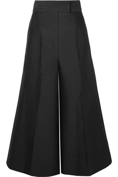 Shop Roksanda Cropped Wool-blend Wide-leg Pants In Black
