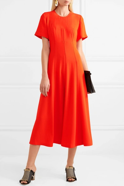 Shop Proenza Schouler Crepe Midi Dress In Bright Orange