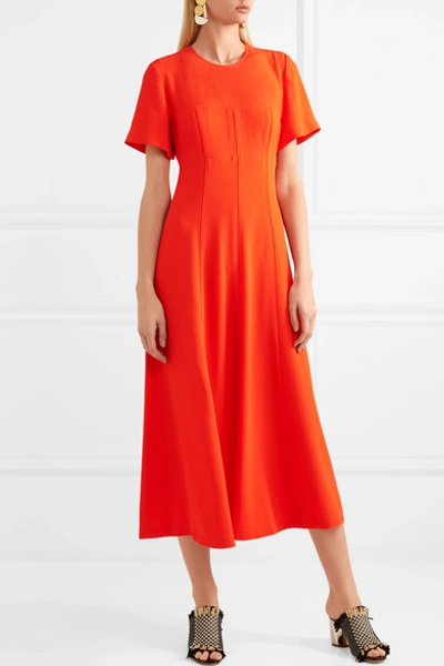 Shop Proenza Schouler Crepe Midi Dress In Bright Orange