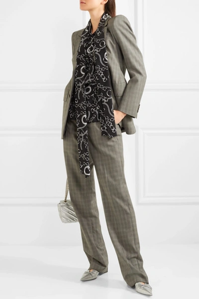 Shop Balenciaga Le Monsieur Checked Wool And Mohair-blend Straight-leg Pants In Gray