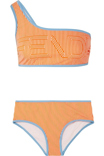 Shop Fendi One-shoulder Printed Bikini