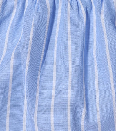 Shop Miu Miu Striped Cotton Crop Top In Blue