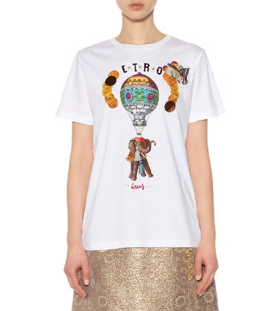 Shop Etro Printed Cotton T-shirt In White