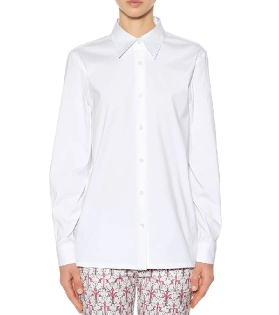 Shop Prada Cotton-blend Shirt In White