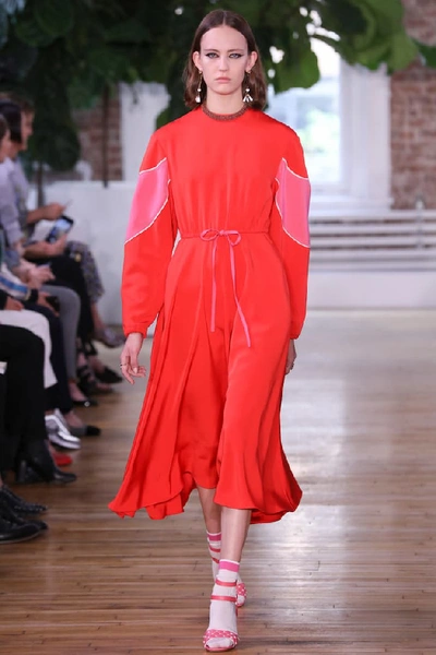 Shop Valentino Silk-blend Dress In Red