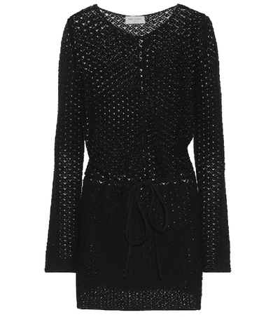 Shop Saint Laurent Knitted Cotton Dress In Black