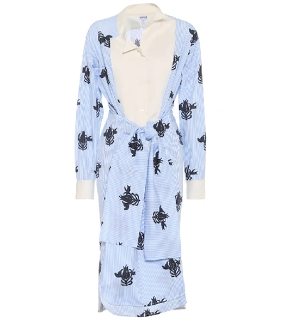 Shop Loewe Printed Cotton Dress In Blue