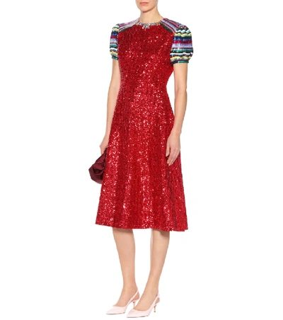Shop Mary Katrantzou Sequinned Dress In Red