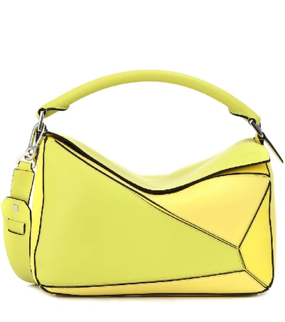 Shop Loewe Puzzle Leather Shoulder Bag In Yellow