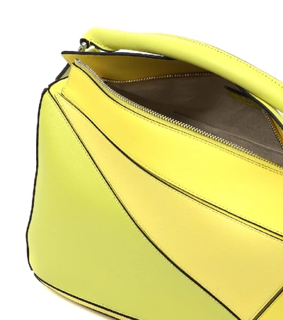 Shop Loewe Puzzle Leather Shoulder Bag In Yellow