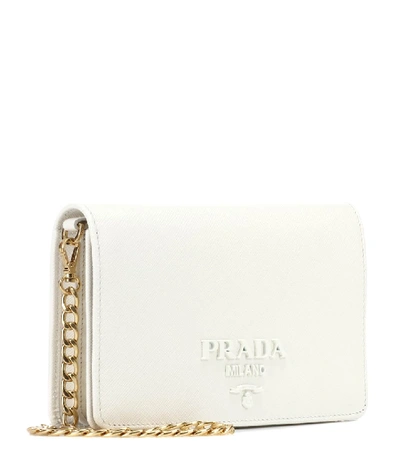 Shop Prada Saffiano Leather Shoulder Bag In White