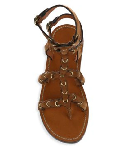 Shop Coach Gladiator Chain Link Leather Sandals In Saddle