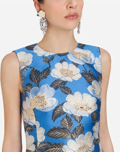 Shop Dolce & Gabbana Jacquard Lurex Dress In Blue