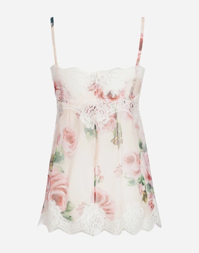 Shop Dolce & Gabbana Chiffon Lingerie Top In Pink