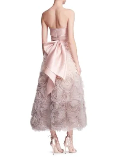 Shop Marchesa Notte Strapless Ombre Gown In Blush