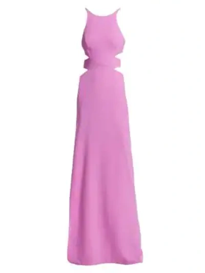 Shop Halston Heritage Tie-back Cut Out Gown In Cattleya Pink