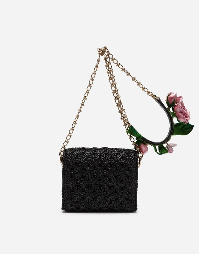 Shop Dolce & Gabbana Dg Millennials Cross-body Bag In Raffia With Patches In Black