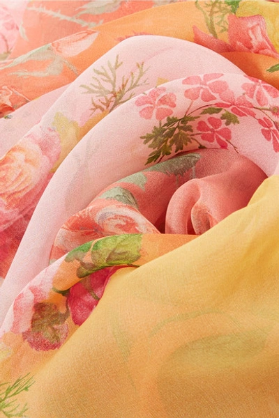 Shop Alexander Mcqueen Printed Silk-chiffon Scarf In Pink