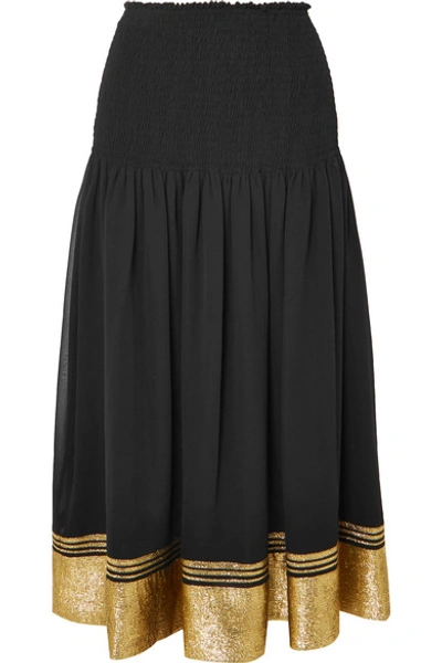Shop Chloé Silk-blend Chiffon And Lamé Skirt In Black